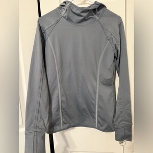 Athleta gray fleece scuba hoodie pull over style #138249 size small